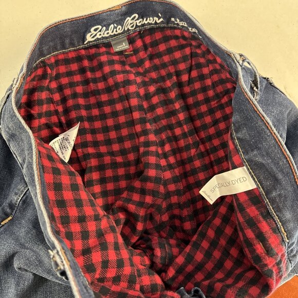 Eddie Bauer Women's Flannel Lined Boyfriend Fit Jeans Size 6 Medium Blue - Picture 11 of 15